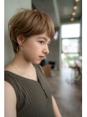 大人かわいい前髪セシルカットココアブラウンフリンジウェーブ