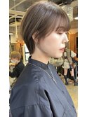 小顔ショート+オリーブカラー