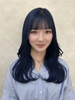 ロエン 西岡崎店(ROEN) くびれレイヤー/セミロング/サイドバング/ブルーブラック/韓国風