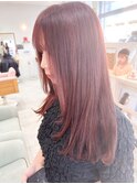 ピンクベージュ×レイヤーカット