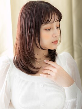 カバーヘア ブリス 北浦和(COVER HAIR bliss) ピンクベージュ前下がりワンホンレイヤーロングウルフ20代30代X