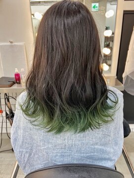 エマエコル(Emma ecole) Emma ecole イルミナカラー/アッシュ/裾カラー/グリーン by.高橋