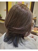 インナーカラー&メッシュでネイビーグレーカラー☆彡