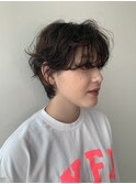 チョコブラウン×大人エアリーショートパーマ/ウェットスタイル