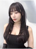 ロングおくれ毛韓国ヘア顔周りレイヤー_F20298