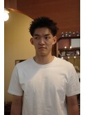 メンズスパイキーショートフェードピンパーマ刈り上げ眉毛カット