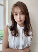 大人かわいい小顔セミロングレイヤーカットAライン