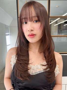 ソア 渋谷(soar) 韓国風レイヤー大人ロングストレートワンカールベージュカラー