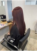 ボルドーカラー　ブリーチ無しダブルカラー　ロング