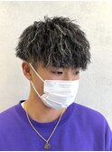 ツイストパーマ/ホワイトメッシュ/ショートマッシュ