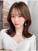 シースルーバング/韓国ヘア/くびれヘア/ミディアム