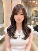 ◎ミディアムレイヤー/ミルクティーベージュ/韓国巻き/顔周り