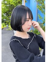 アース 郡山コスモス通り店(HAIR&MAKE EARTH)&nbsp;ナチュラルブラックのサイドバングボブ