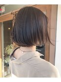 小顔ナチュラルブラウン立体感丸みボブスタイル20代30代40代