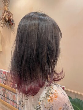 ハイル(Heil) 【Heil】 ケアブリーチ/グレージュ×カシスピンク/裾カラー/池袋