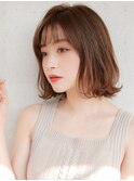 黒髪モテ髪ミディアムベージュくびれヘアナチュラルウルフ