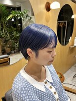 スタン 渋谷(Stam)&nbsp;シアンブルーハイトーンウルフレイヤーロングブリーチカラー渋谷