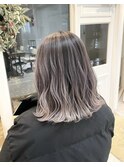 バレイヤージュ　ブリーチ　ホワイトピンク