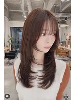 ケシキ 表参道 原宿(kesiki.)&nbsp;ミディアムレイヤー顔周りレイヤーハッシュカット韓国へア