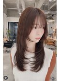 ミディアムレイヤー顔周りレイヤーハッシュカット韓国へア