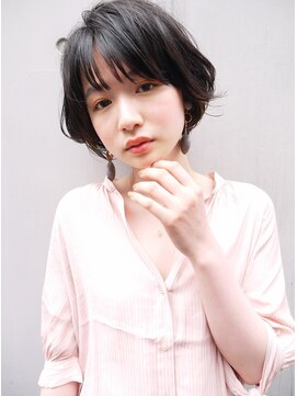 モリオ フロム ロンドン サッポロファクトリー店(morio FROM LONDON) 【morio】ゆるふわパーマ大人かわいいひし形黒髪ショートボブ