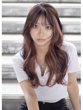 ユーフォリア 渋谷グランデ(Euphoria SHIBUYA GRANDE) 韓国ハイレイヤーワイドバング×インナーピンクカラー