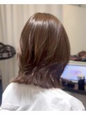 黒髪/グレーベージュ/レイヤーロング/前髪パーマ/髪質改善