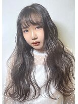 インス 奈良柏木店(INCE)&nbsp;透明感カラー/アッシュブラック/波巻き/カラカワユイト