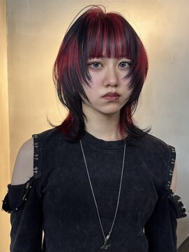 原宿/ウルフカット レイヤー デザインカラー ルーツカラー   