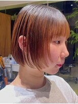 ナチュラル ヘアーデザイニング(Natural hair designing)&nbsp;オレンジベージュ/丸みミニボブで叶える垢抜け小顔ヘア/髪質改善