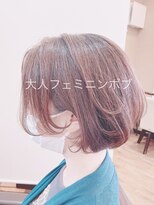 ヘアーアンドメイクサワ 佐久店(sawa)&nbsp;艶感大人フェミニン耳掛けボブ