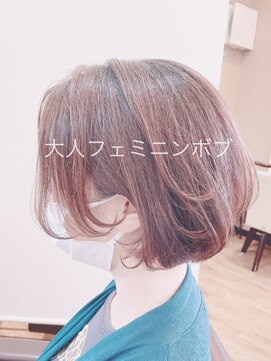 ヘアーアンドメイクサワ 佐久店(sawa) 艶感大人フェミニン耳掛けボブ