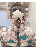 成人式アシメ風編み込みアレンジ