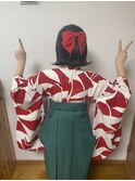 卒業式ハーフアップ　袴着付け