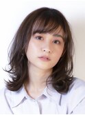 外ハネレイヤーロング/20代30代40代/ピンクベージュ前髪パーマ