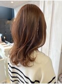 福山人気レイヤーカット外ハネセミロング韓国風マロンベージュ夏