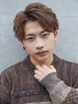 小久保styleフェザーパーマグレーブルーカラー刈り上げショート