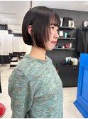 切りっぱなしボブ/艶髪/ココアブラウン