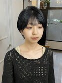 ショートボブ/シースルーバング/ブルーブラック/吉祥寺/HARUMI