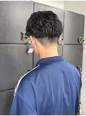 メンズフェードカット爽やかパーマ短めツーブロック