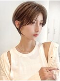 Say.丸みショートレイヤーシルキーベージュミルクティーベージュ