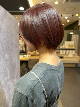 ザ ラブズ ラフズ ヘアー 本店(the loves laughs hair) まるみショートボブ♪艶感ワインレッドカラー