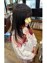 ロウスリー(Lowsly)&nbsp;毛先カラー裾カラーチェリーピンクレイヤー小学生