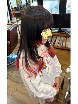 ロウスリー(Lowsly) 毛先カラー裾カラーチェリーピンクレイヤー小学生