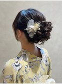 大阪なんば/小紋ヘア/着物ヘア/卒業式ヘア/成人式ヘア
