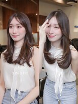ヴィヴィッド オモテサンドウ(ViViD omotesando)&nbsp;ペタっと解消レイヤー/セミロングヘア/ブリーチなしグレージュ