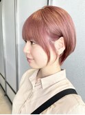 【ペールピンク×フェミニンショート】