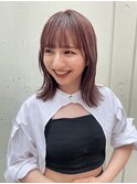 ラベンダーピンク ハイトーンボブ