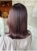 ダブルカラーピンクベージュベージュカラーケアブリーチレイヤー