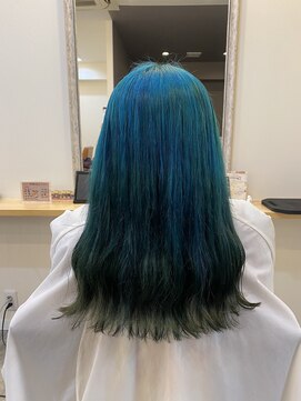 マジョリルゥ 寝屋川店(ma jolie.lou) ブルーグリーン ダブルカラー